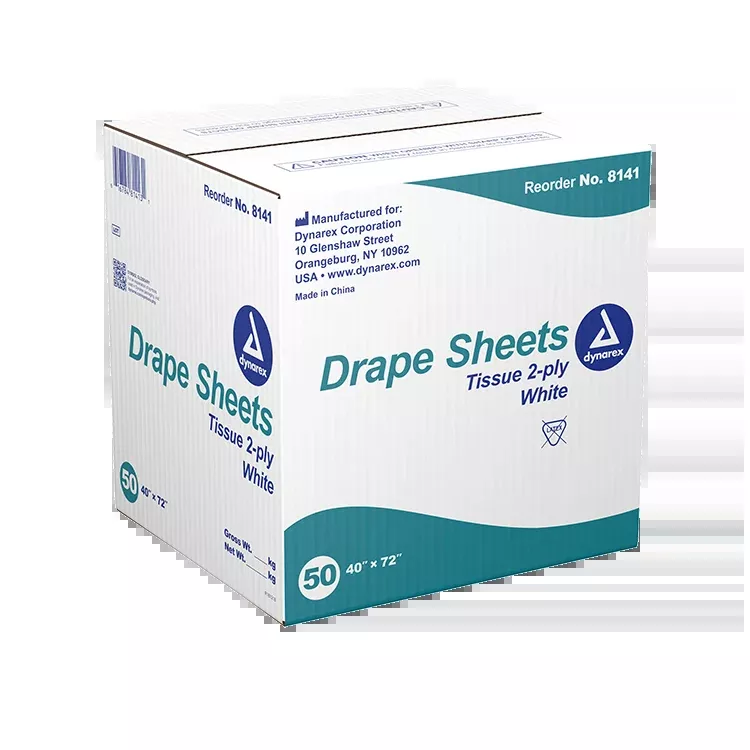 Dynarex Drape Sheets, 40" x 72" - White (50 Count)