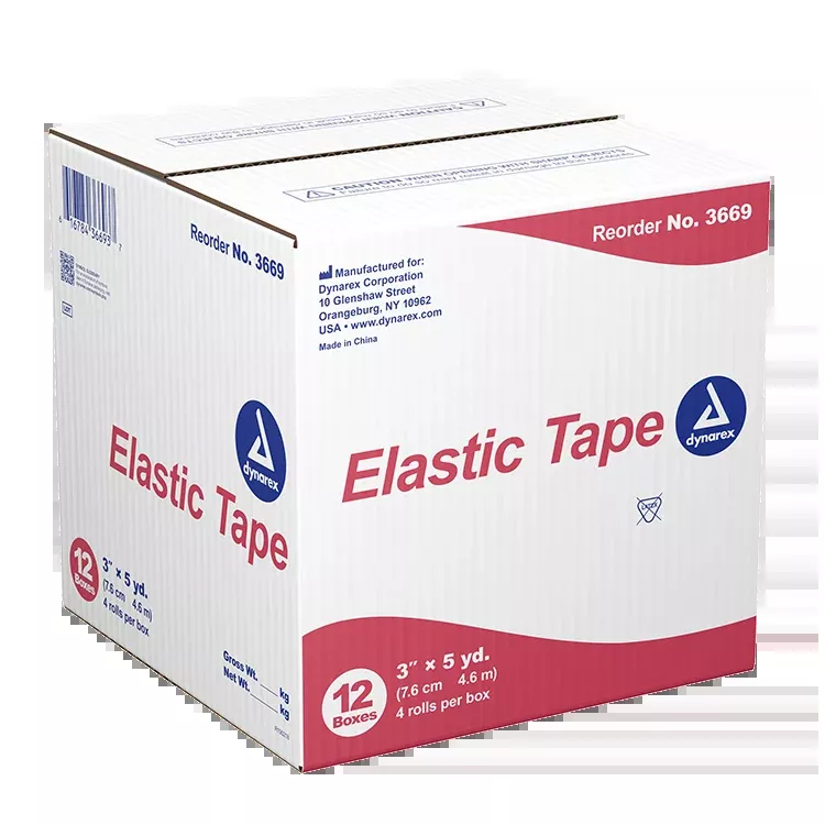 Dynarex Elastic Tape, 3" x 5 yd - 4ea/bx, 12bxs/cs (48 Count)