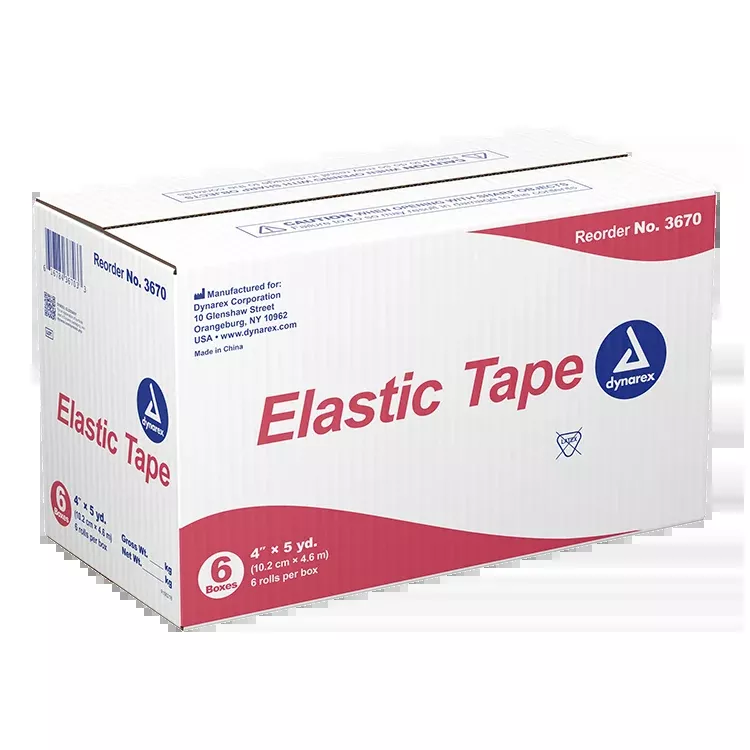 Dynarex Elastic Tape, 4" x 5 yd - 6ea/bx, 6bxs/cs (36 Count)