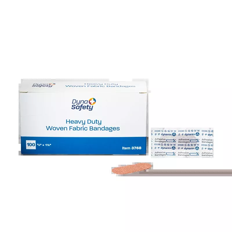 Dynarex Heavy Duty Woven Fabric Bandage, 5/8" x 1 1/2" - 100ea/bx, 12bxs/cs (1200 Count)
