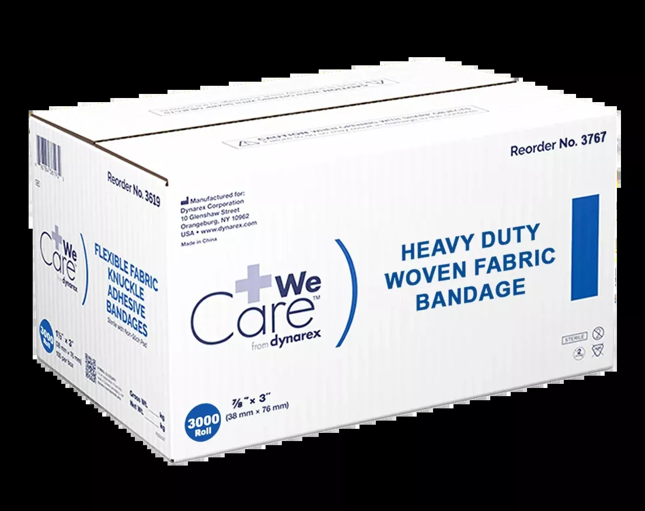 Dynarex Heavy Duty Woven Fabric Bandage, 7/8" x 3" (3000 Count)