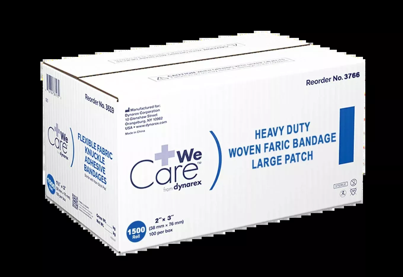 Dynarex Heavy Duty Woven Fabric Bandage - Large Patch 2" x 3" (1500 Count)