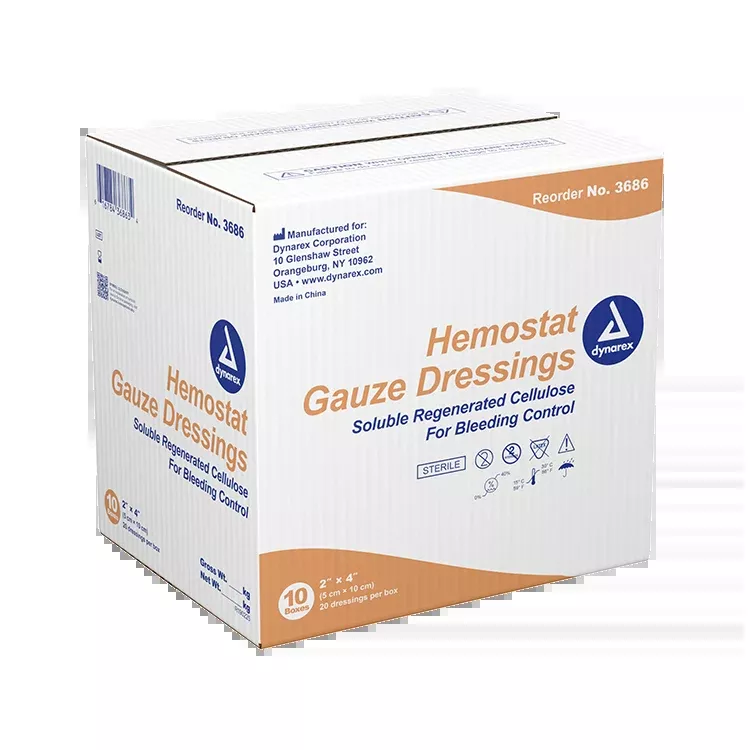 Dynarex Hemostat Gauze Dressing, 20ea/bx, 10bxs/cs (200 Count)