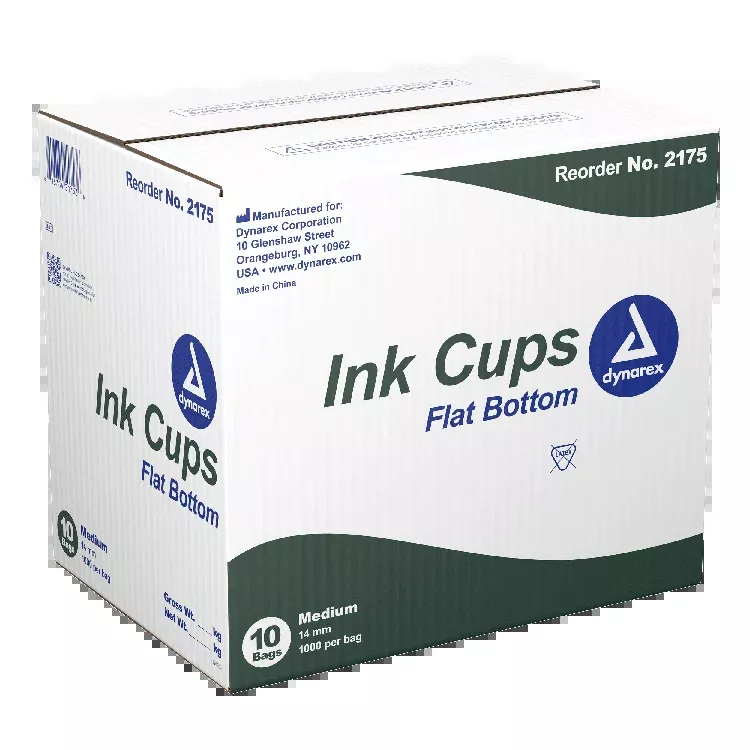 Dynarex Ink Cups - Flat bottom, 14 mm, Medium 1000ea/bag, 10bags/case (10000 Count)