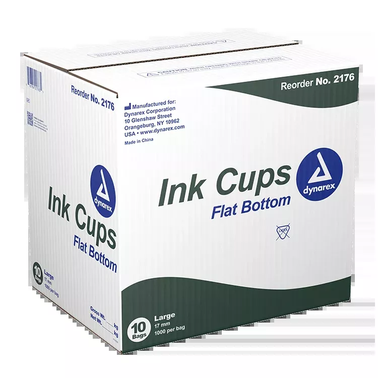 Dynarex Ink Cups - Flat bottom, 17 mm, Large 1000ea/bag, 10bags/case (10000 Count)