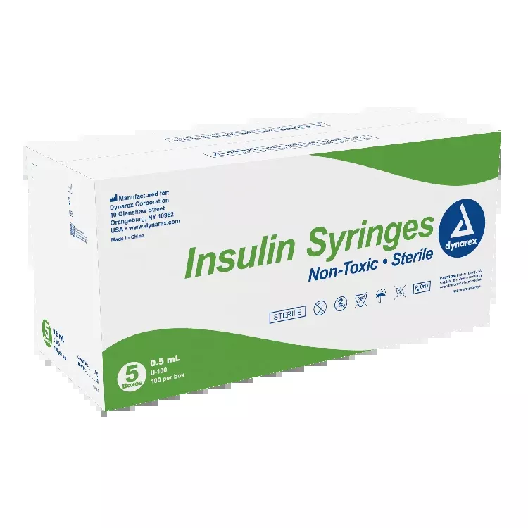 Dynarex Insulin Syringe - Non-Toxic, Individual Wrapped (500 Count)