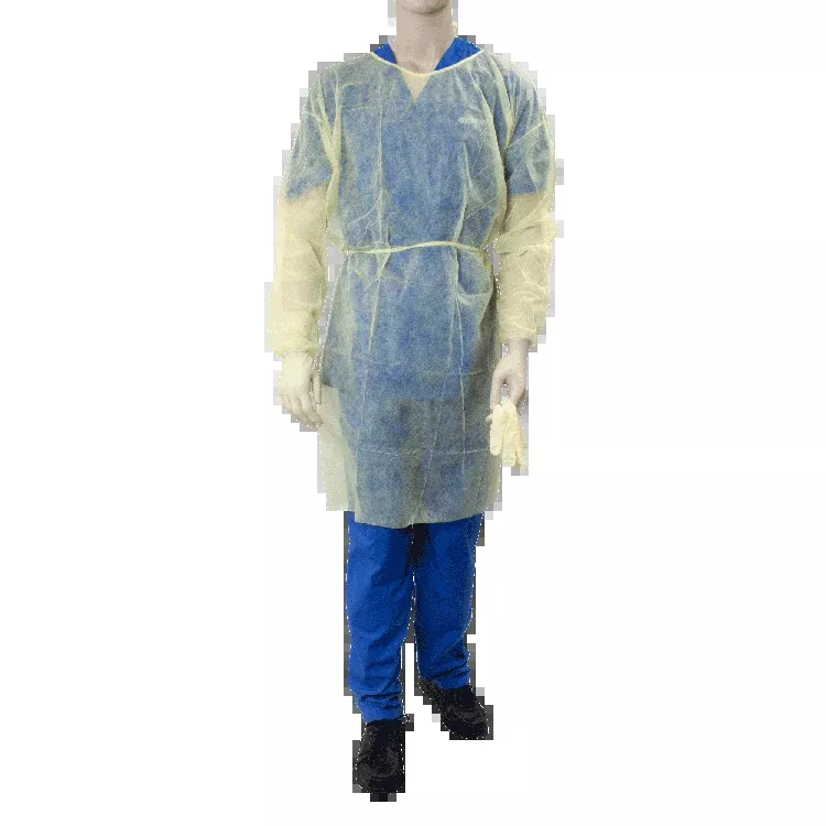Dynarex Isolation Gown Fluid Resistant, Universal, Yellow - 5ea/bx, 10bxs/case (50 Count)