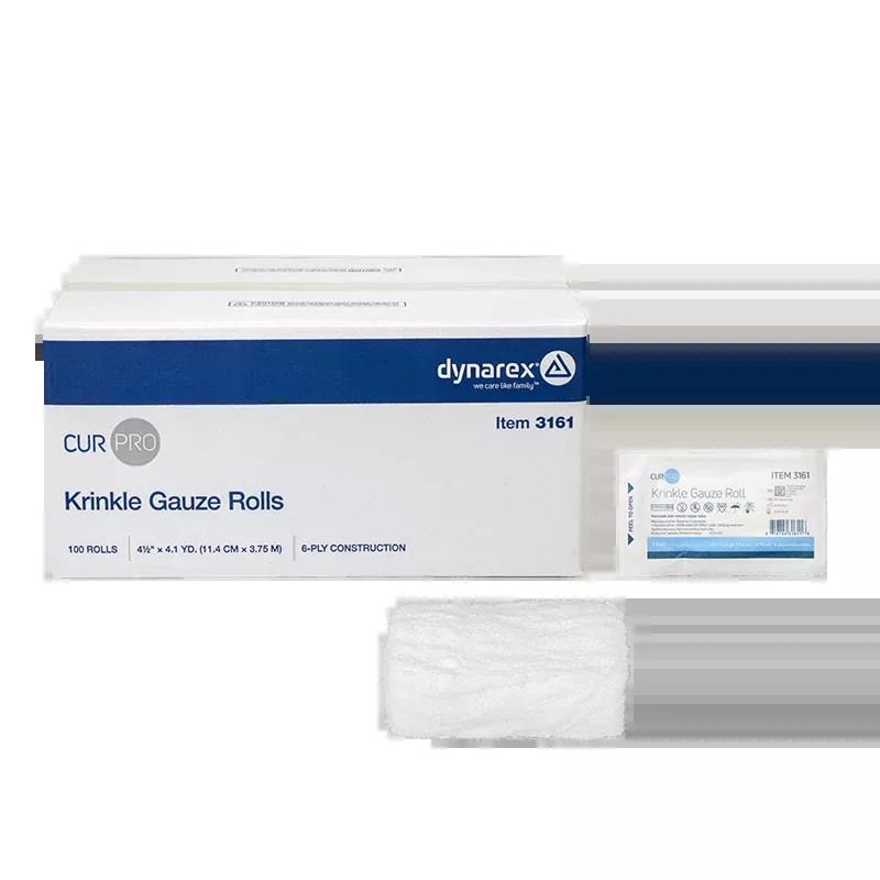 Dynarex Krinkle Gauze Roll, 4.5" x 4.1 yd - 100/cs (100 Count)