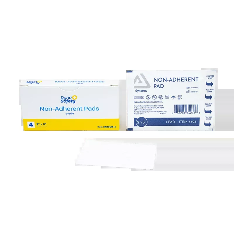 Dynarex Non-Adherent Pads - Sterile 4/Unit, 2" x 3" - 4ea/bx, 100bxs/cs (400 Count)