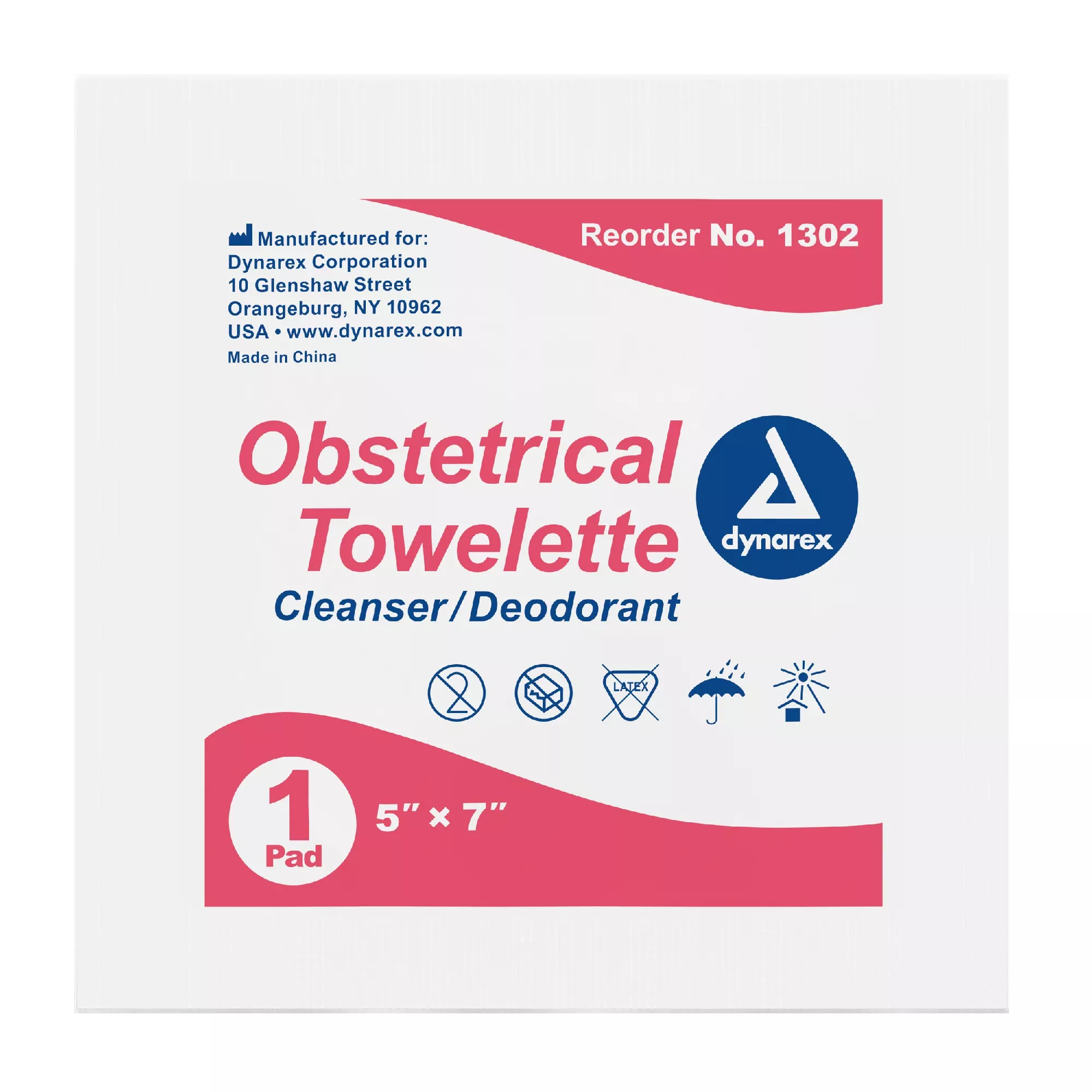 Dynarex Obstetrical Towelettes, 5" x 7", 100ea/bx, 10bxs/case (1000 Count)