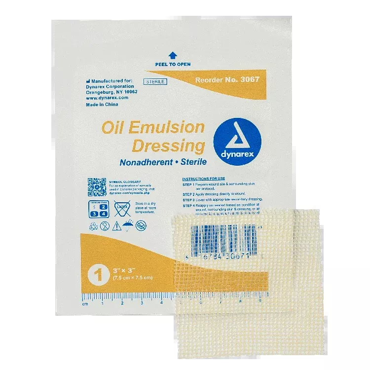Dynarex Oil Emulsion Dressing, 3" x 3", 50ea/bx 4bxs/cs (100 Count)