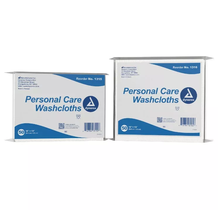 Dynarex Personal Care Washcloth - 50ea/bx, 10bxs/case (500 Count)
