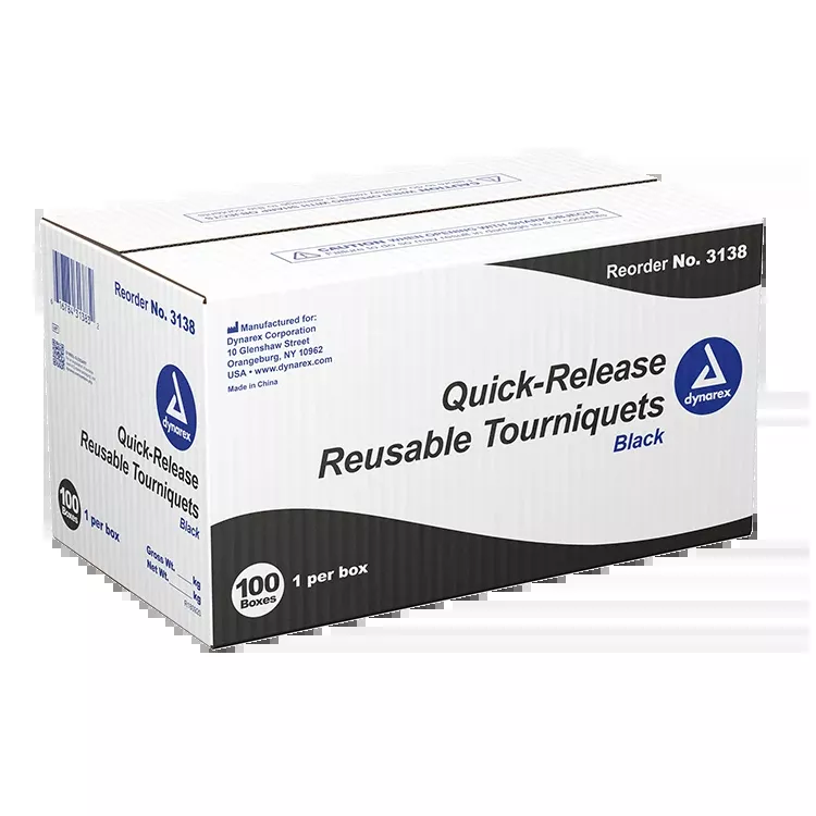 Dynarex Quick-Release Reusable Tourniquet, Black, 100ea/cs (100 Count)
