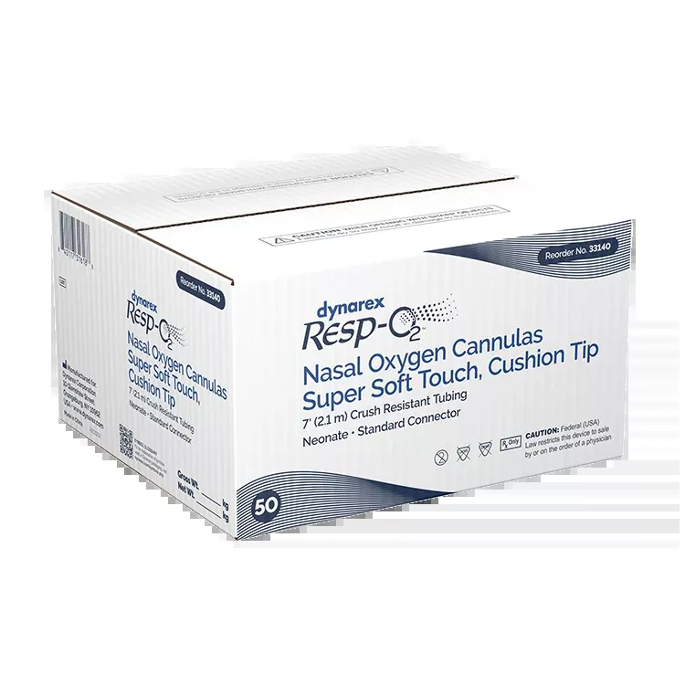 Dynarex Resp-O2 Nasal Oxygen Cannula, Super Soft Touch w/ Cushion Tips (50 Count)