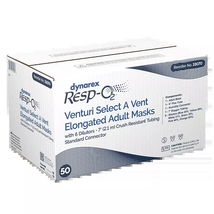 Dynarex Resp-O2 Venturi Select A Vent Elongated Mask (50 Count)