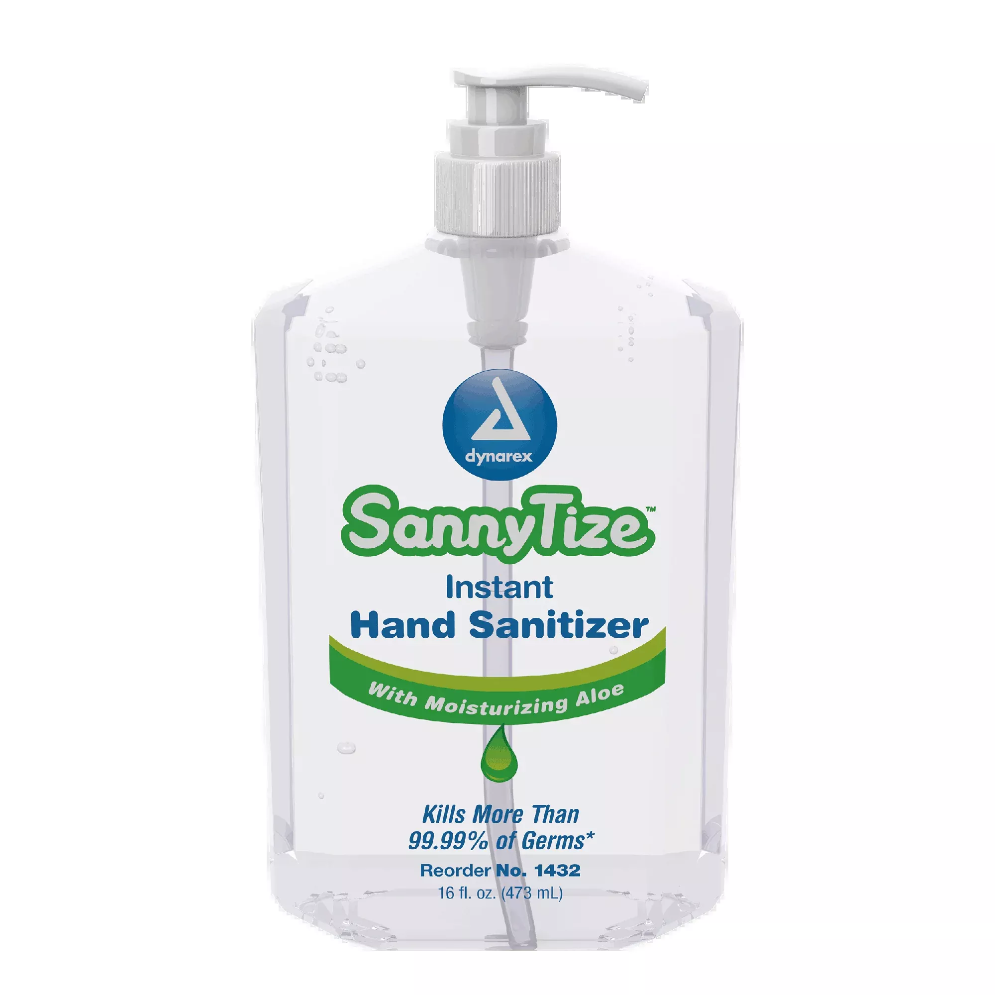 Dynarex SannyTize Instant Hand Sanitizer, 16 oz. Square Pump, 12bot/case (12 Count)