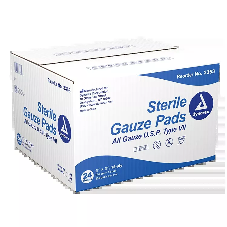 Dynarex Sterile Gauze Pads 1's - 12 Ply, 100ea/bx