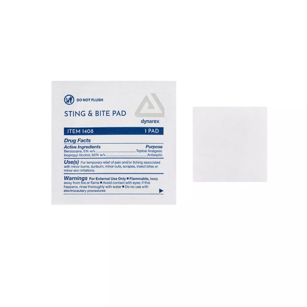 Dynarex Sting & Bite Pad, 10pads/box, 48bxs/case (480 Count)