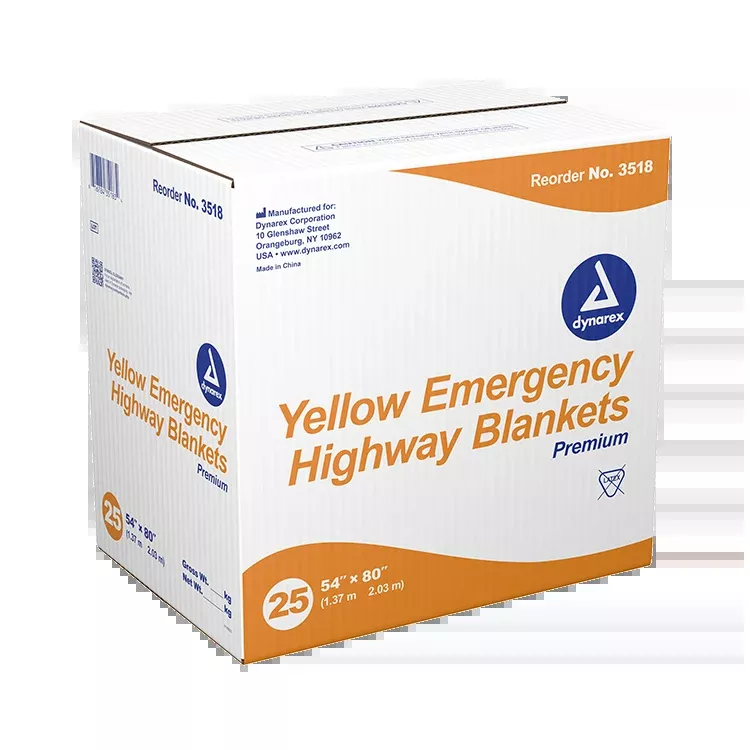 Dynarex Yellow Emergency Highway BlanketPremium - 54" x 80" (25 Count)