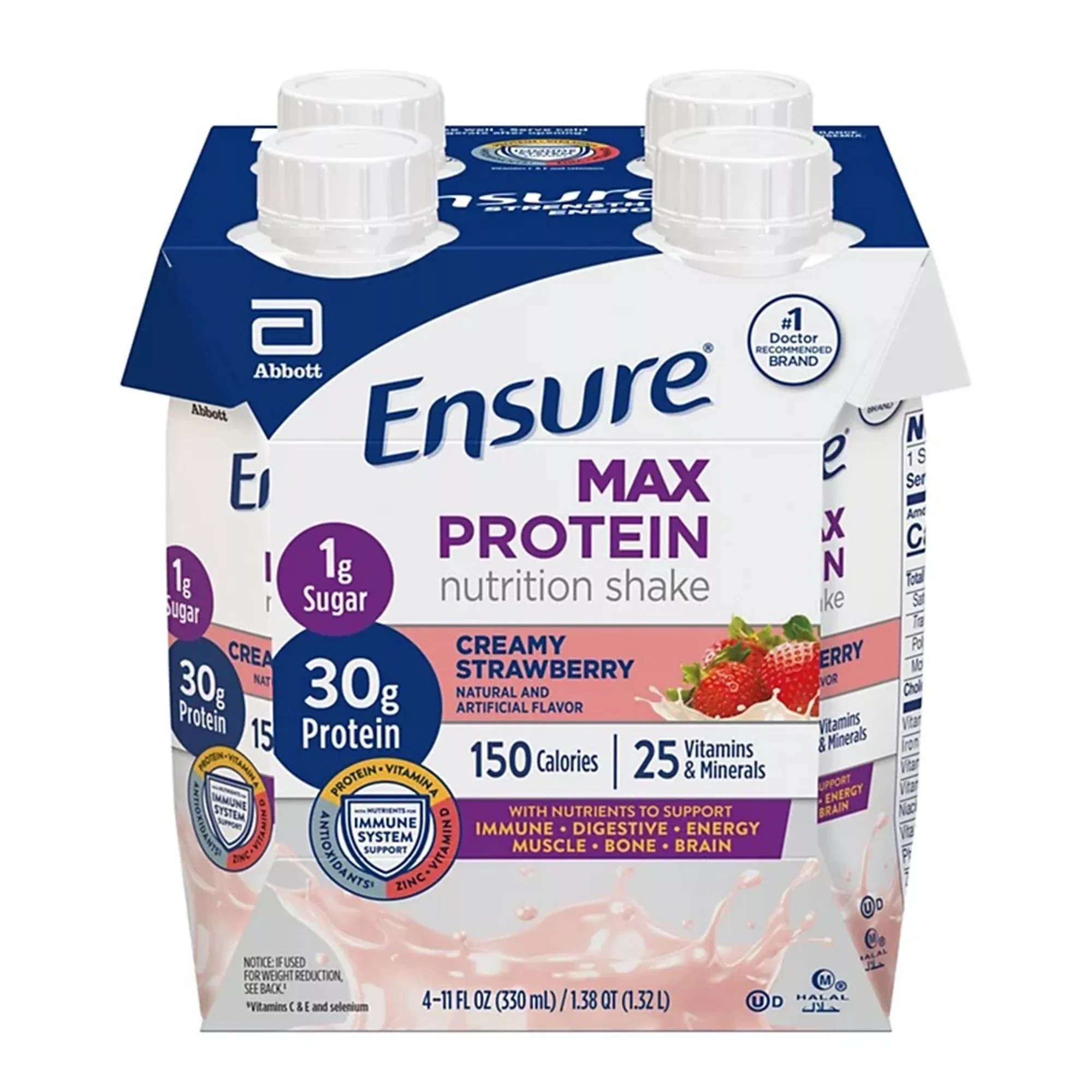 Ensure Max Protein Nutrition Shake, Strawberry, 11-ounce carton