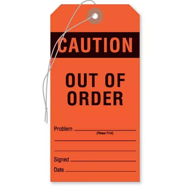 Equipment Tags "Caution: Out of Order" Tag • Red ,50 / pk