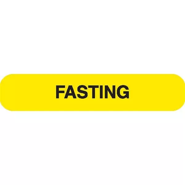 FASTING Phlebotomy/Specimen Receiving Labels "FASTING" • Yellow with black text • 1.625"W x 0.375"H ,1000 / pk