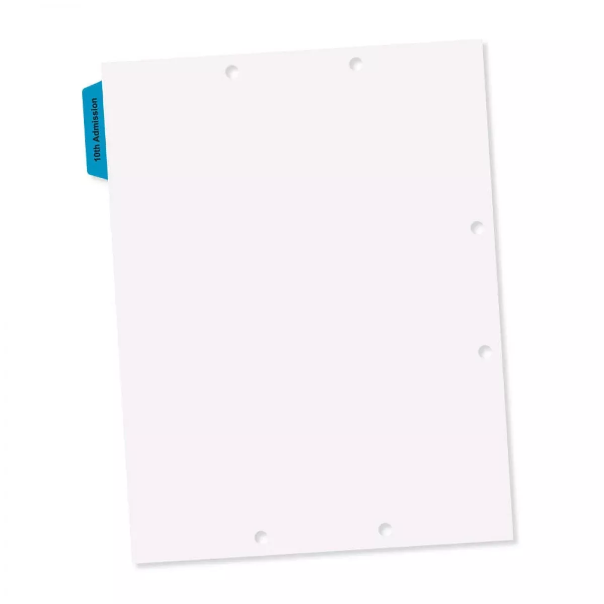 Filepro Chart Divider Side Tab Position #1 Or #5 "1St Admission/10Th Admission" 1/5 Cut Mylar Reinforced Tab Blue 100# White 8-1/2"X11" - 300 Per Box