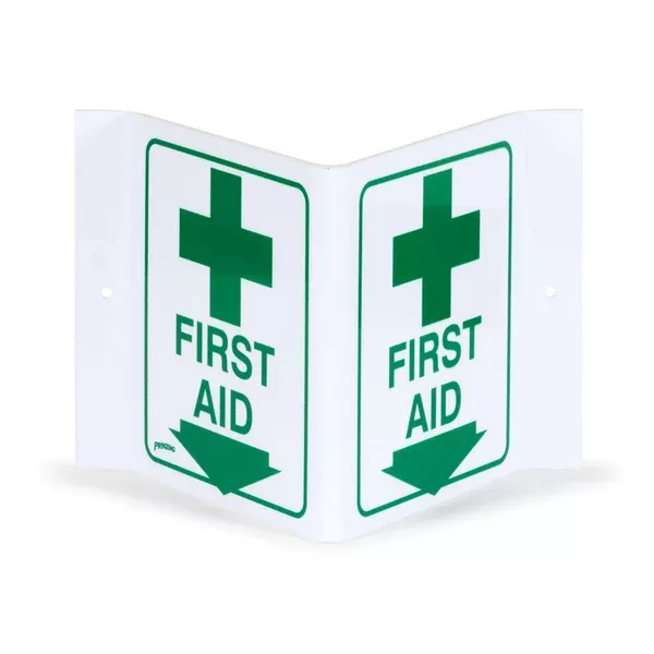 "First Aid" V Shape Location Sign "First Aid" Sign ,1 Each