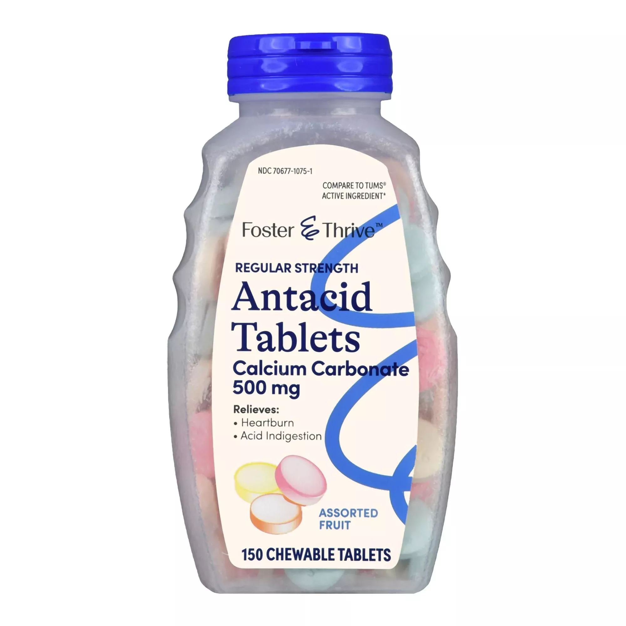 Foster & Thrive™ Antacid 500mg Calcium Carbonate Chewable Tablets, Fruit Flavor