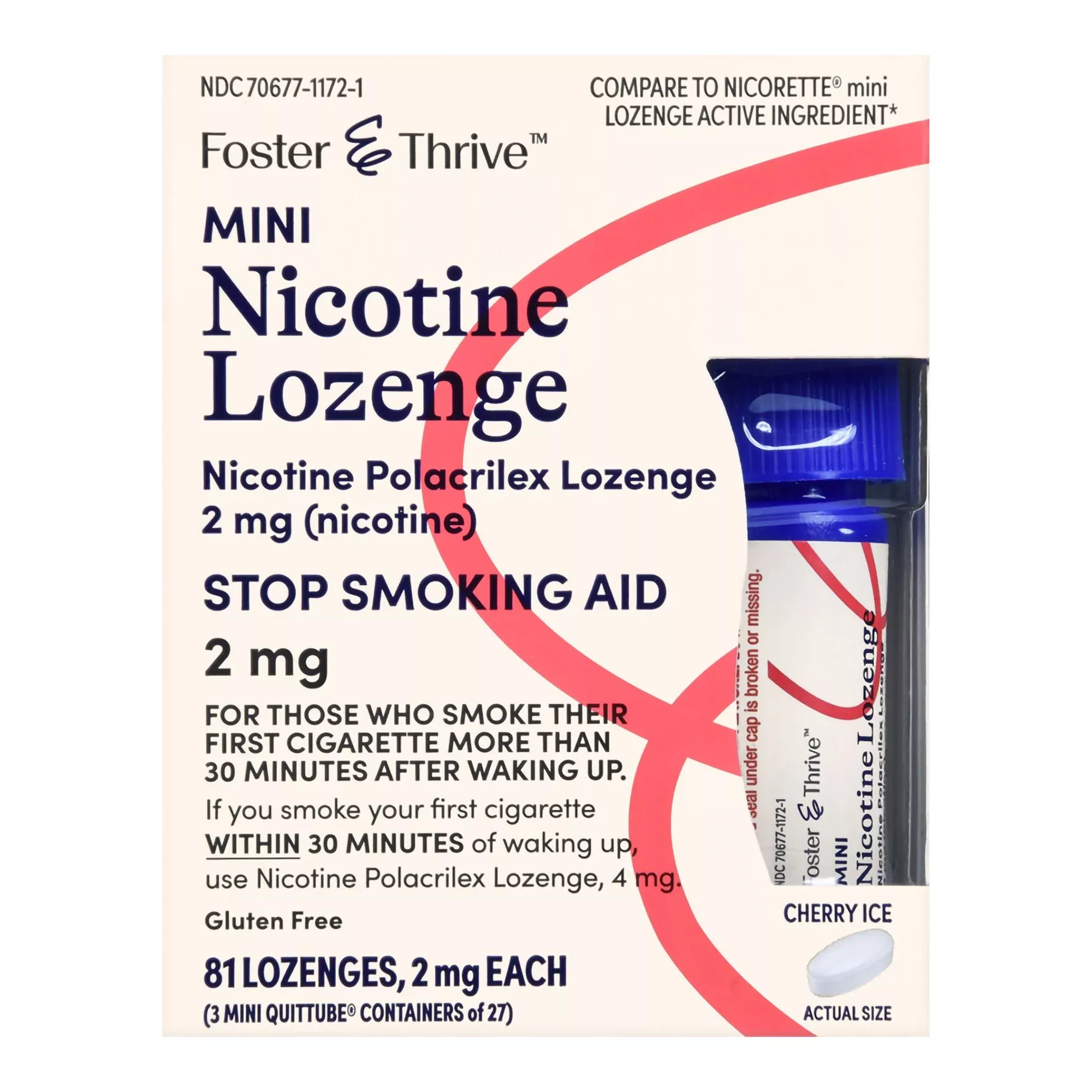 Foster & Thrive™ Mini Nicotine Polacrilex Lozenges 2 mg (Nicotine) Cherry Ice