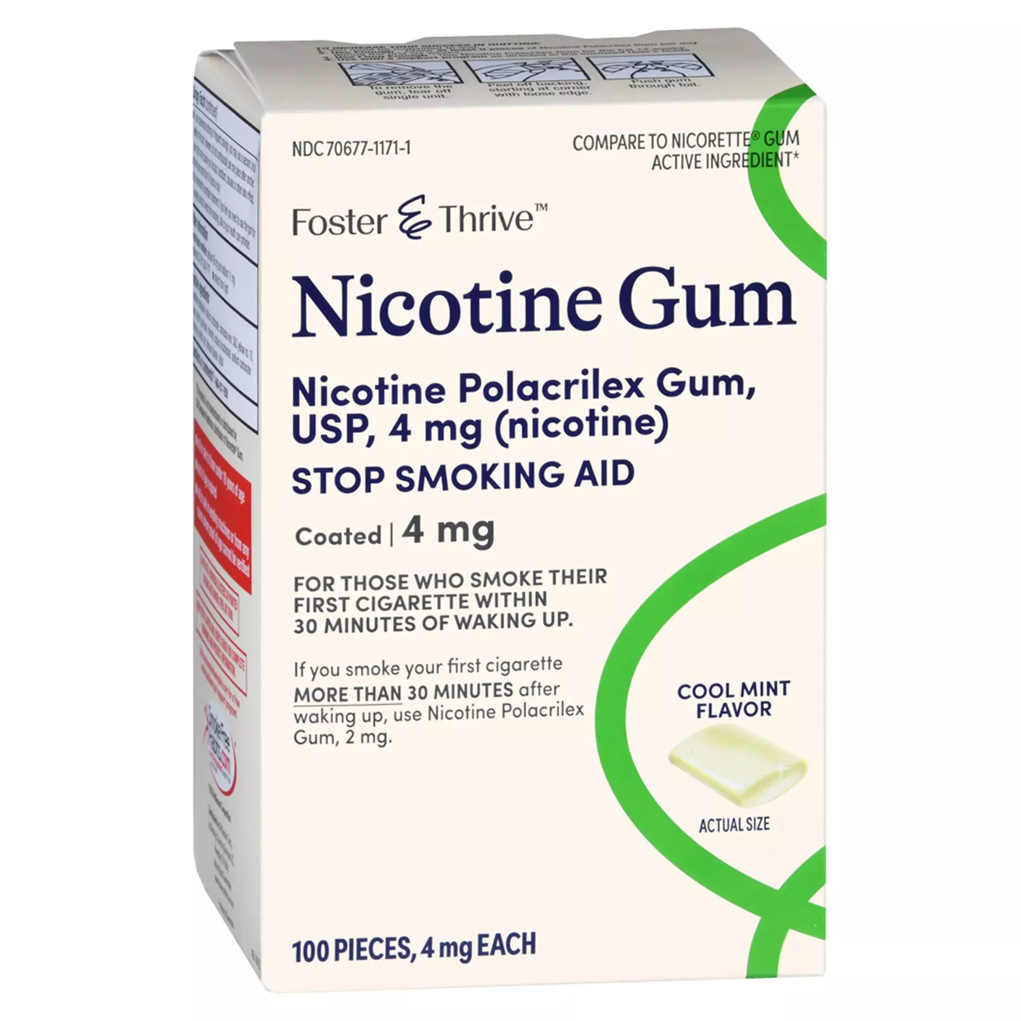 Foster & Thrive™ Nicotine Polacrilex 4 mg (Nicotine) Gum, Cool Mint Flavor