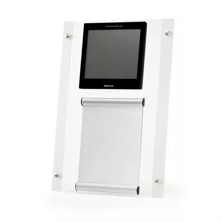 Frosted Acrylic Clock with Document Holder or Dry-Erase Board 15.75"Wx23"H Clock w/ Document Holder or Dry Erase Board ,1 Each