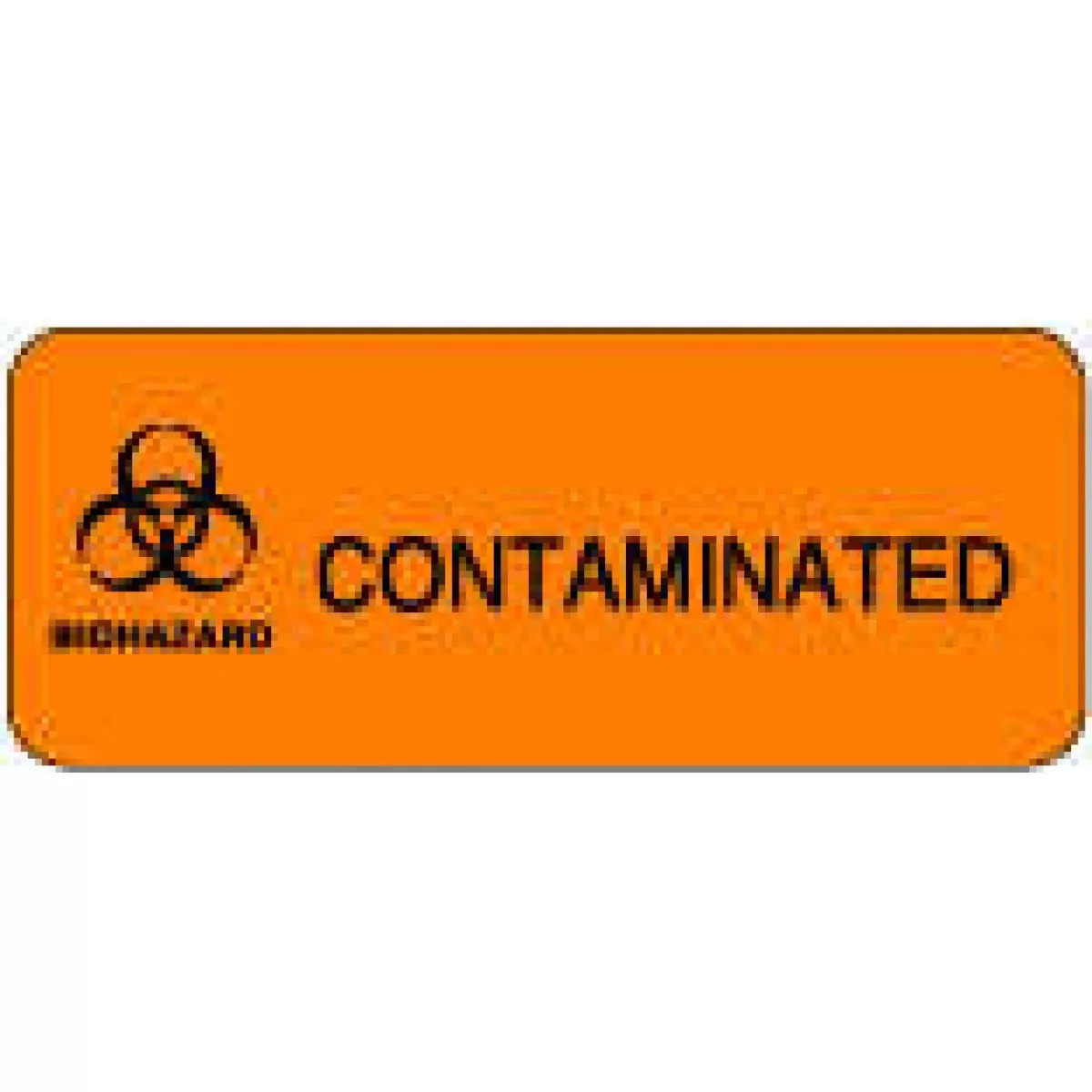Hazard Label (Paper, Permanent) Contaminated 2 1/4" X 7/8" Fluorescent Orange - 1000 Labels Per Roll