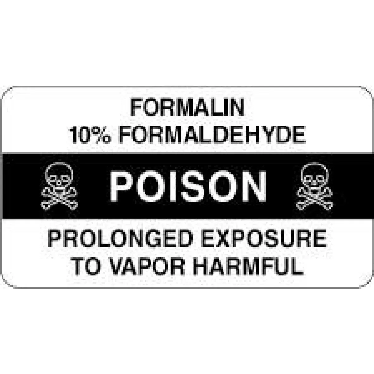Hazard Label (Paper, Permanent) Formalin 0.1 3" X 1 5/8" White - 500 Labels Per Roll
