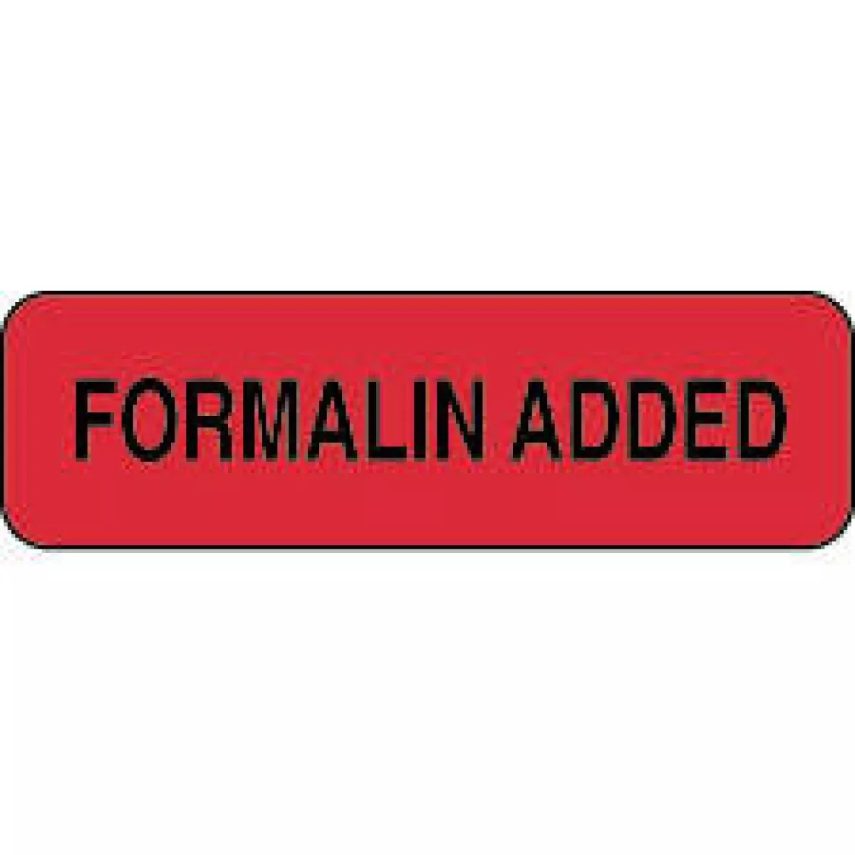 Hazard Label (Paper, Permanent) Formalin Added 1 1/4" X 3/8" Fluorescent Red - 1000 Labels Per Roll