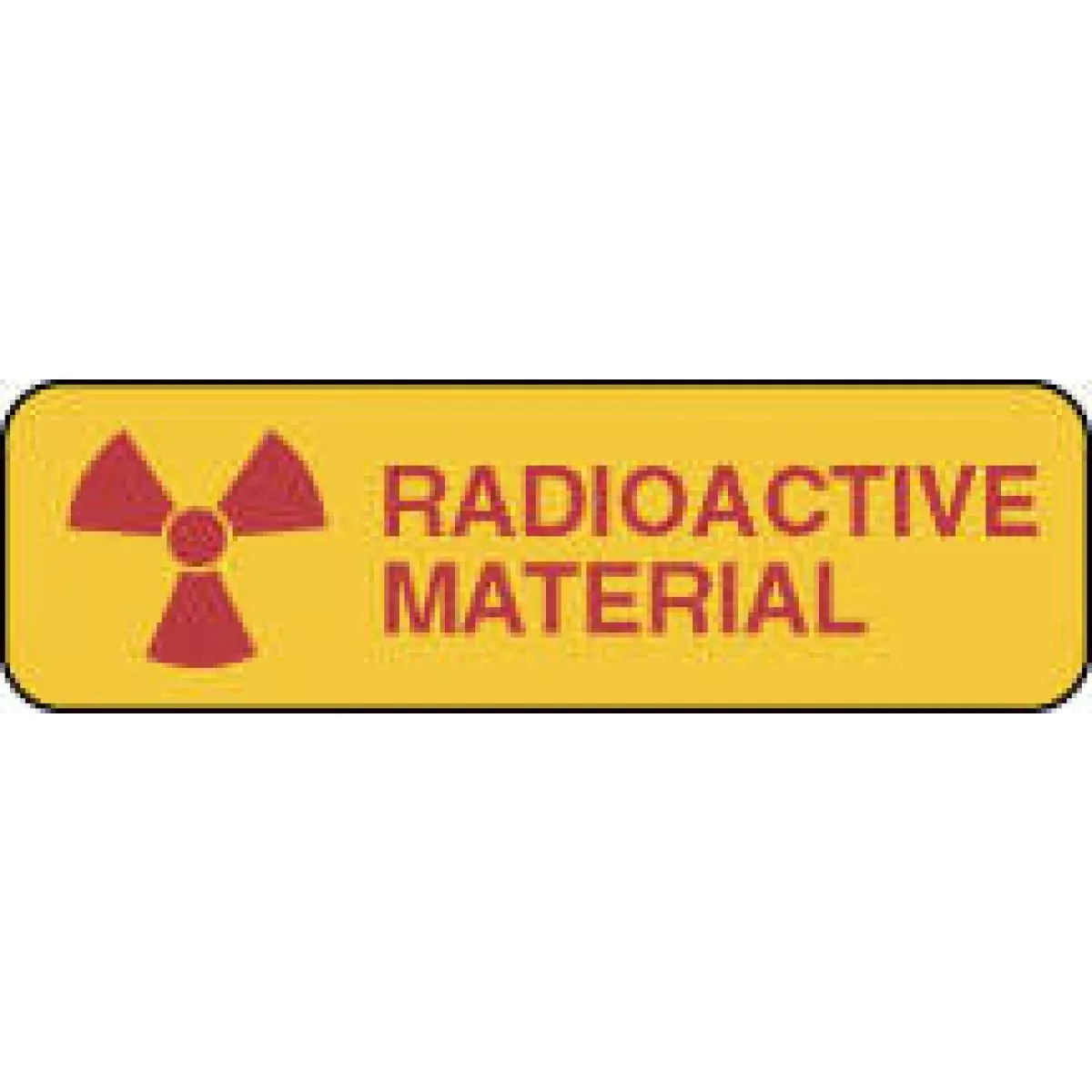 Hazard Label (Paper, Permanent) Radioactive Material 1 1/4" X 3/8" Yellow - 1000 Labels Per Roll