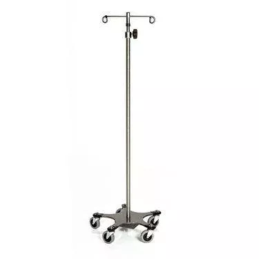 Heavy Base Stainless Steel IV Pole with 2-Hook Top 2-Hook Top ,1 Each