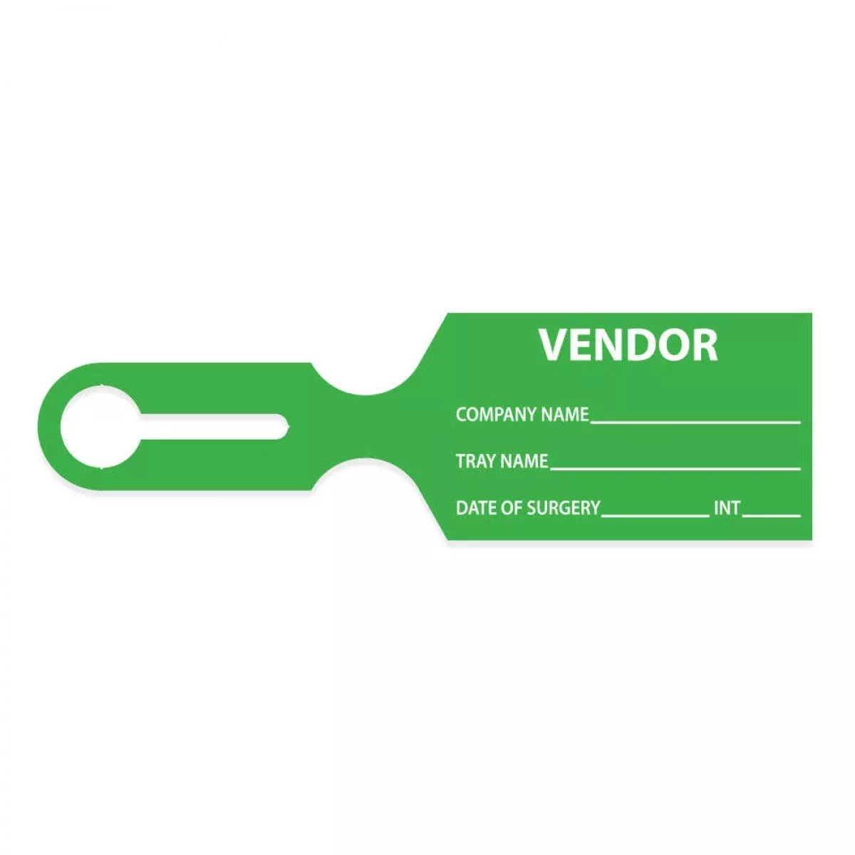 Ident-Alert Message Tag "Vendor" 8 1/2" X 2 1/2" Green 1000 Per Case