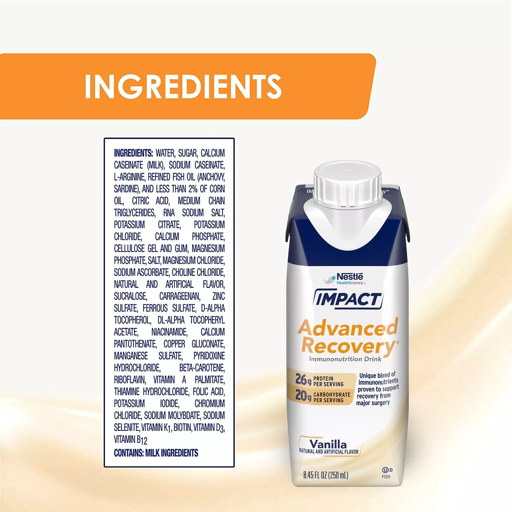 Impact Advanced Recovery Vanilla Immunonutrition Drink, 8.45-ounce carton