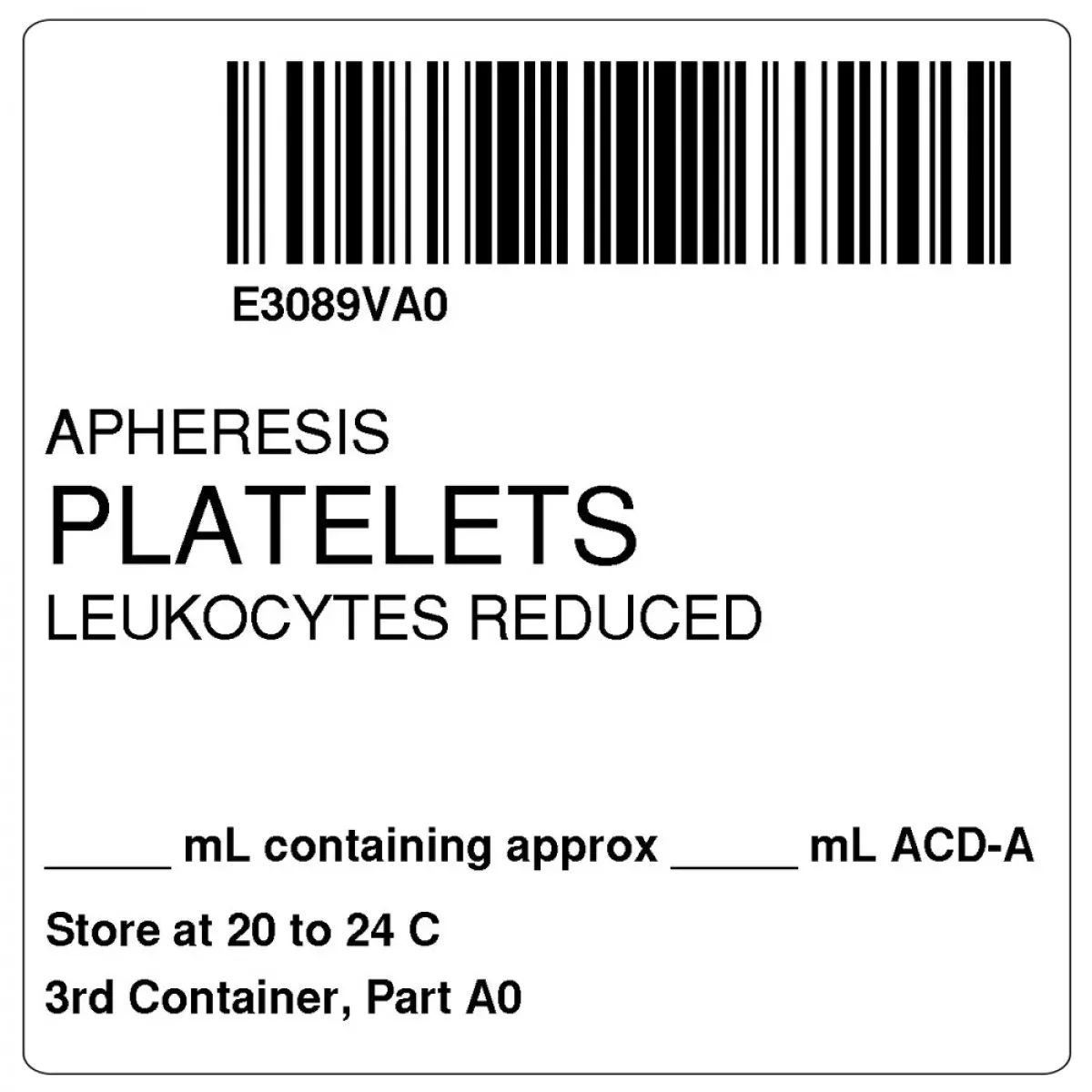 Isbt 128 Label (Synthetic, Permanent) "Apheresis Platelets Leuko"2" X 2" White, - 500 Per Roll