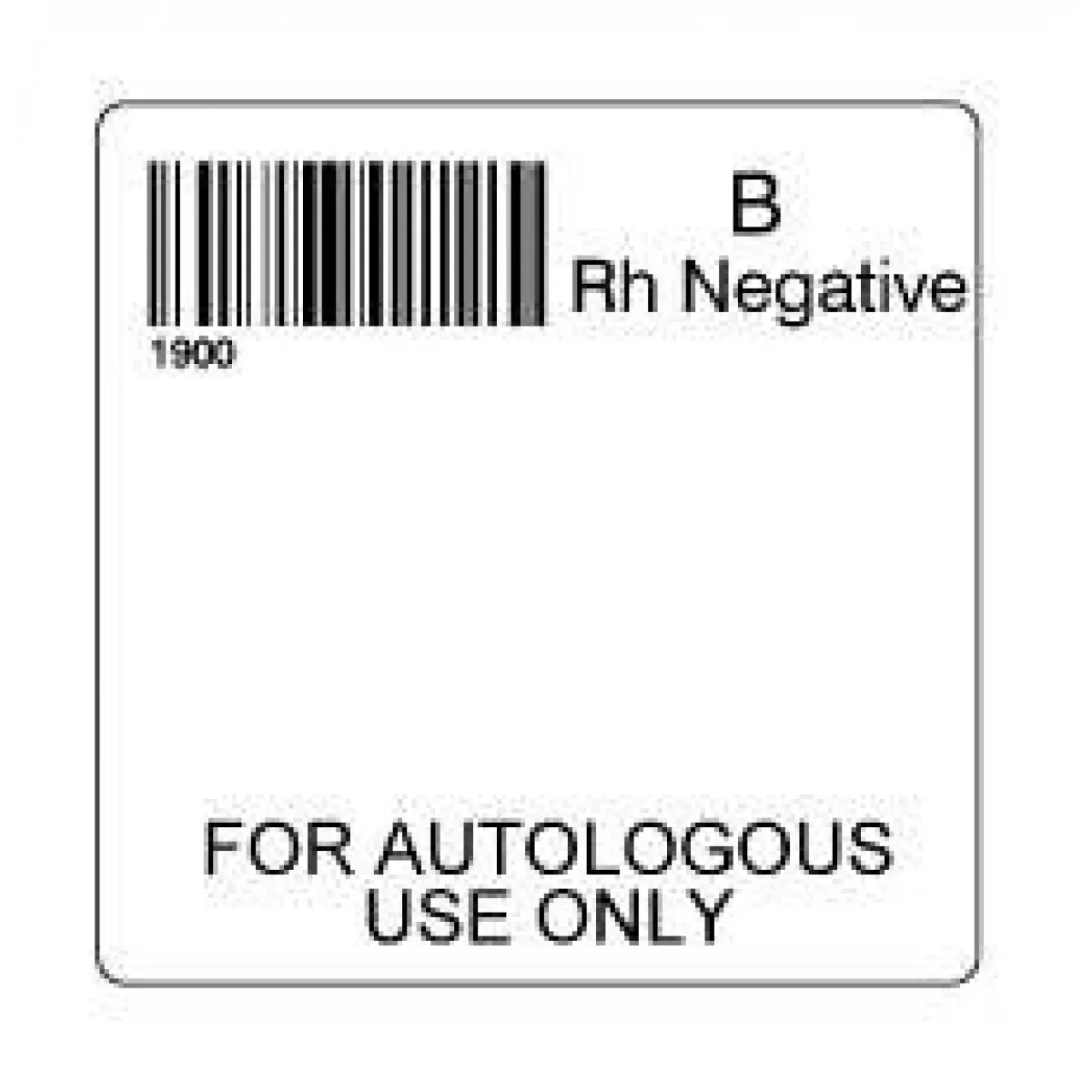 Isbt 128 Label (Synthetic, Permanent) "B Rh Negative'' 2" X 2" White - 500 Per Roll