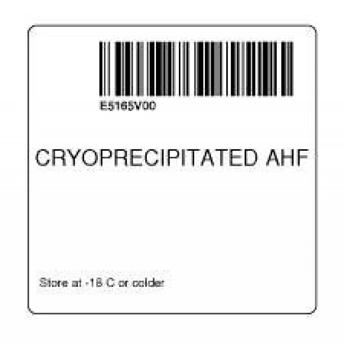 Isbt 128 Label (Synthetic, Permanent) "Cryoprecipitated Ahf'' 2" X 2" White - 500 Per Roll