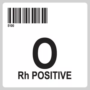 Isbt 128 Label (Synthetic, Permanent) "O Rh Positive'' 2" X 2" White - 250 Per Roll