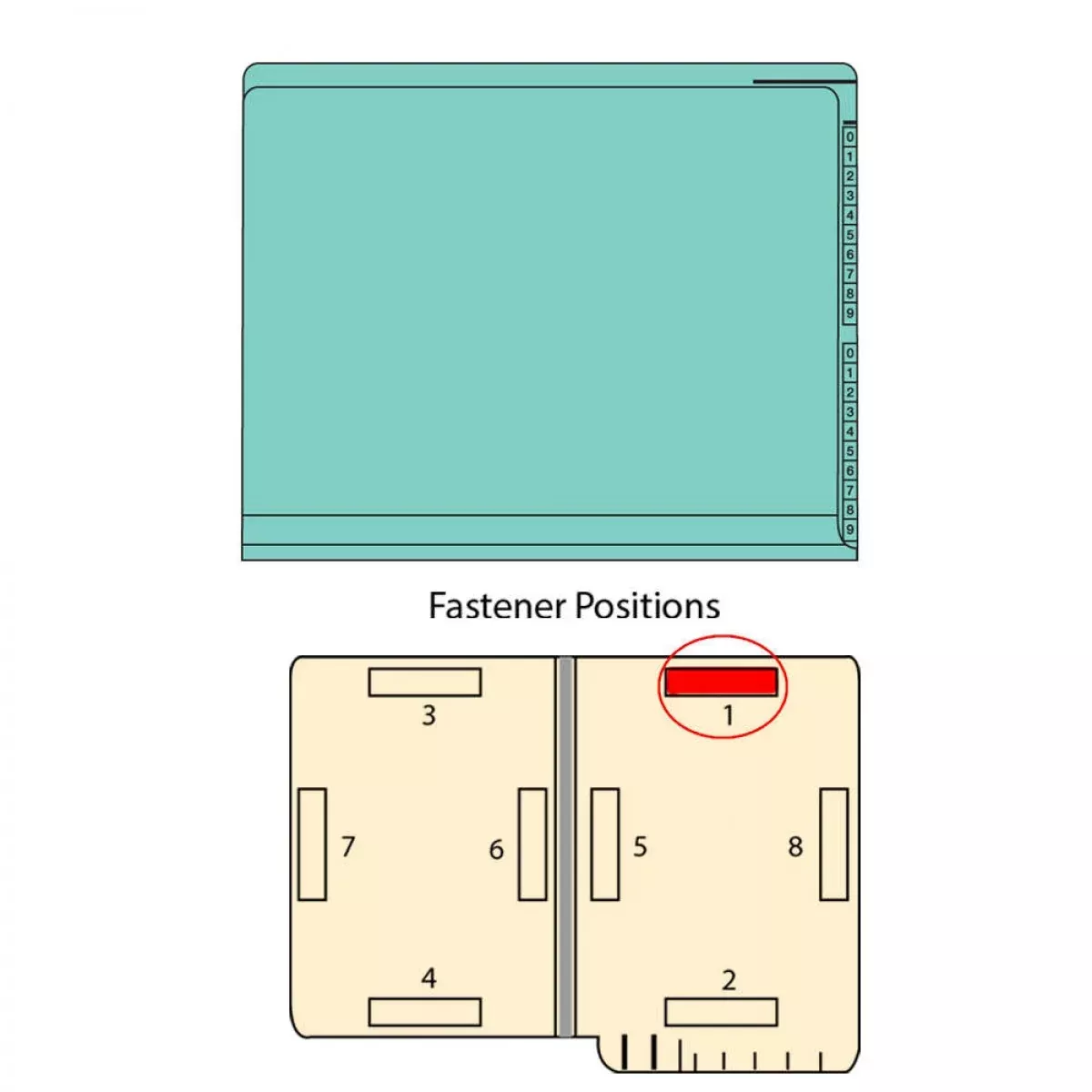 Kardex Comparable End Tab Folder Fas# 1 11Pt Color Stock Blue 0-9 Scale Printed Twice On Tab 11-3/4"X9-1/2" 2Ply Top And Side 50 Per Box