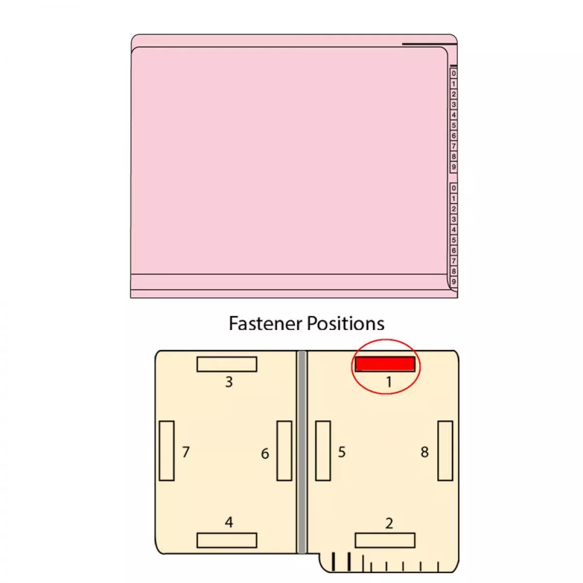 Kardex Comparable End Tab Folder Fas# 1 11Pt Color Stock Pink 0-9 Scale Printed Twice On Tab 11-3/4"X9-1/2" 2Ply Top And Side 50 Per Box