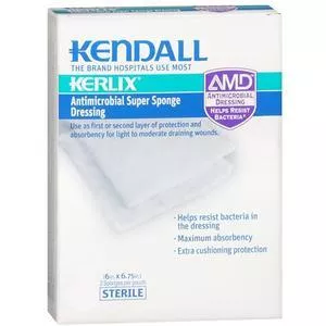 Kerlix AMD Antimicrobial Island Dressing Super Sponge 6" x 6-3/4" Square