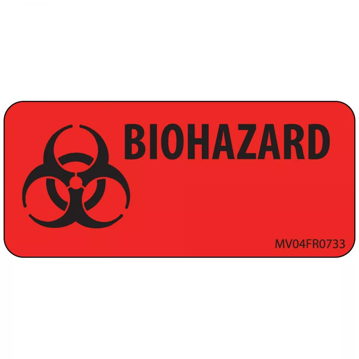 Lab Communication Label (Paper, Permanent) Biohazard 2 1/4" X 1 Fluorescent Red - 420 Per Roll
