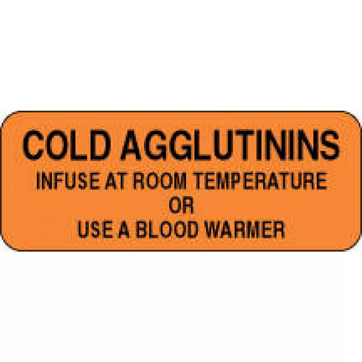 Lab Communication Label (Paper, Permanent) Cold Agglutinins 2 1/4" X 7/8" Fluorescent Orange - 1000 Per Roll