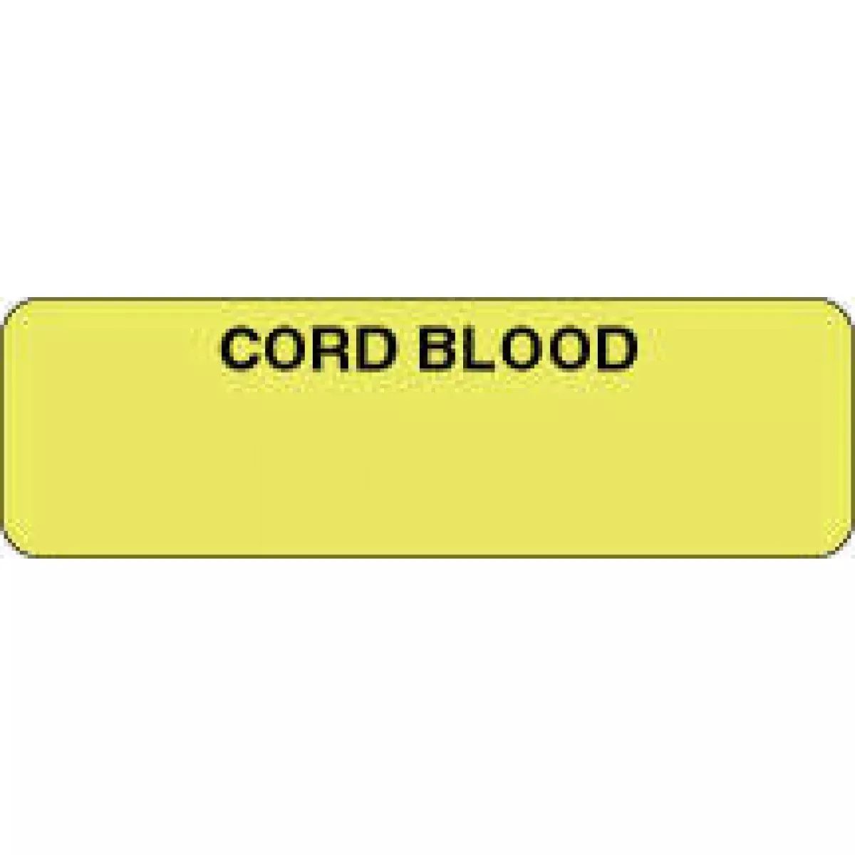Lab Communication Label (Paper, Permanent) Cord Blood 2 7/8" X 7/8" Fluorescent Yellow - 1000 Per Roll