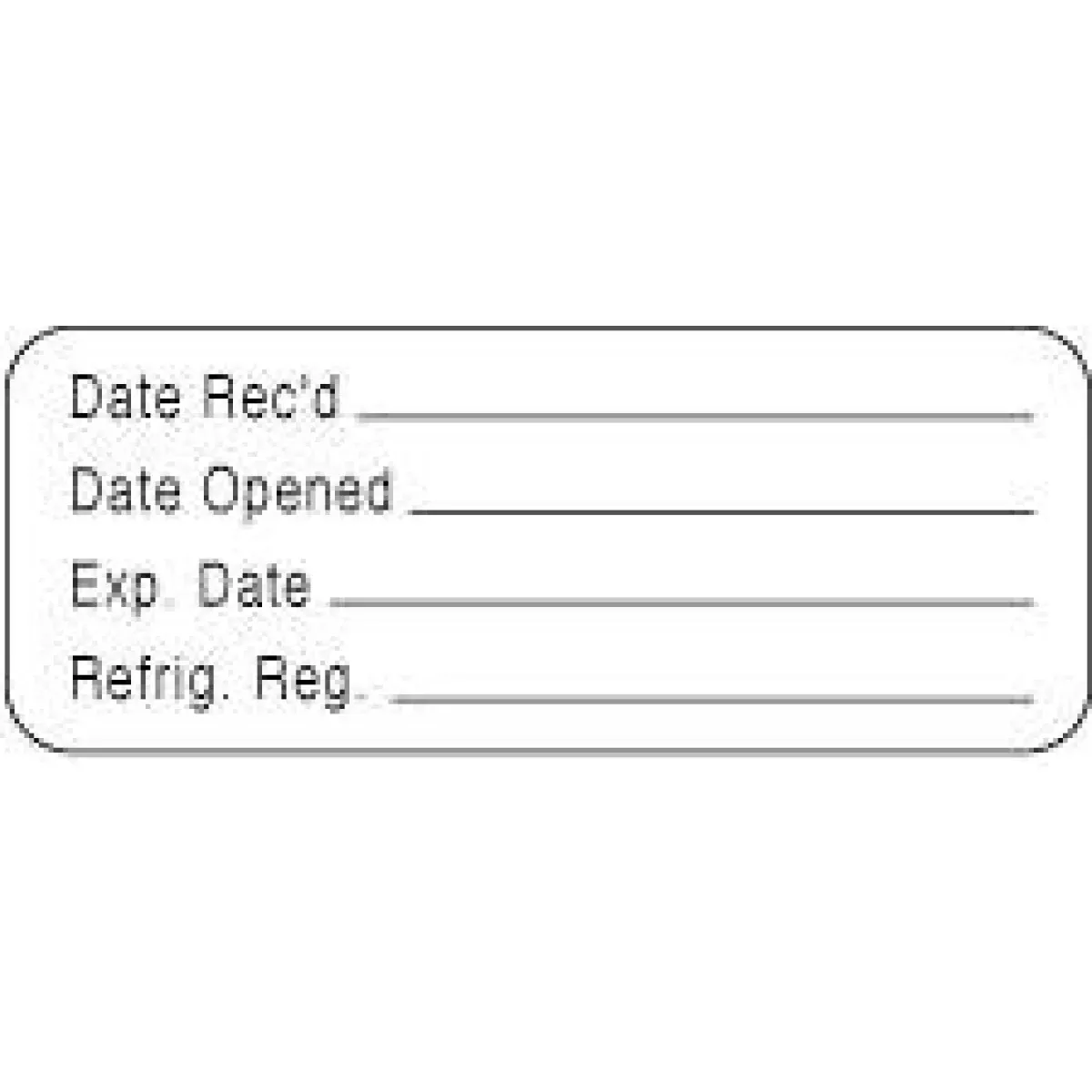 Lab Communication Label (Paper, Permanent) Date Recd ___ 2 1/4" X 7/8" White - 1000 Per Roll